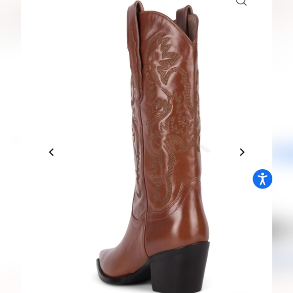 New Jeffrey Campbell DAGGET cowgirl Western boots cognac brown cowboy dark 8 NIB - Picture 3 of 6